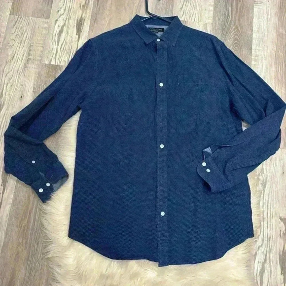 Banana Republic navy stretch soft wash slim fit long sleeve dress shirt sz Large - Picture 1 of 7